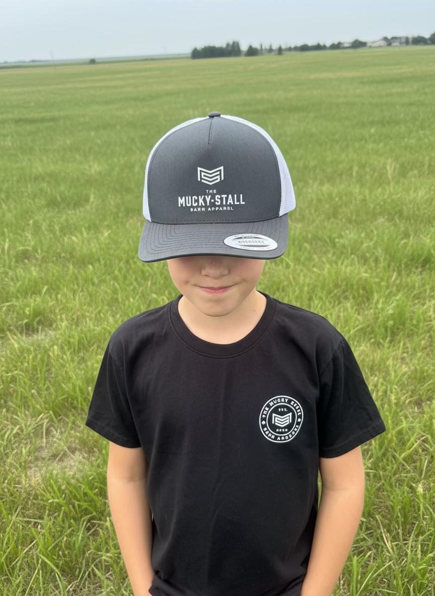 Charcoal and white trucker hat